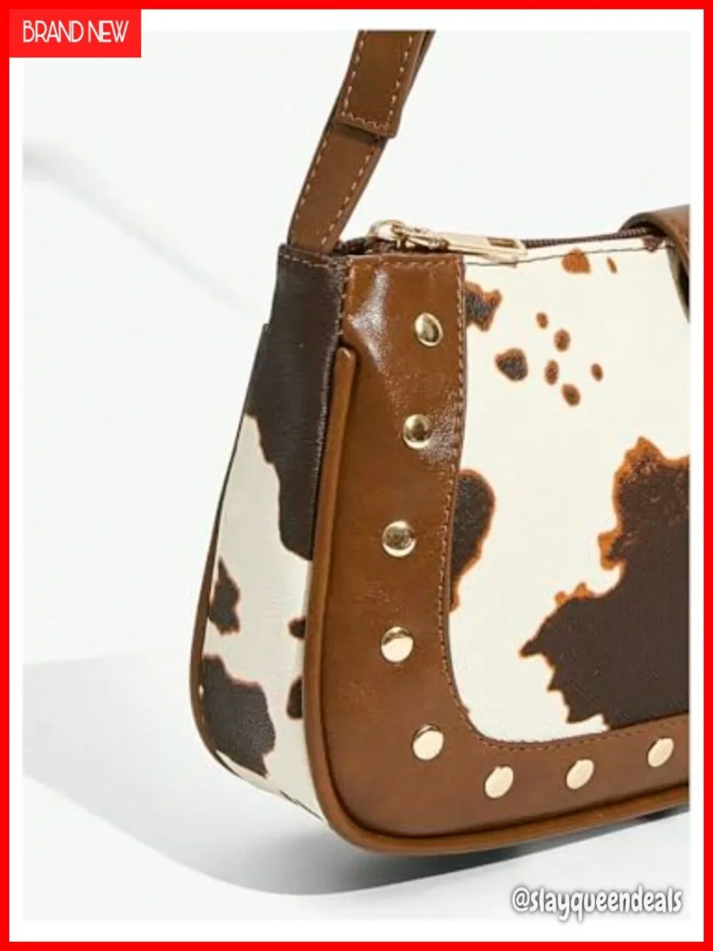 Vintage Y2K Cowgirl Hobo Bag Faux PU Leather Zipper Clutch Purse Shoulder Bag